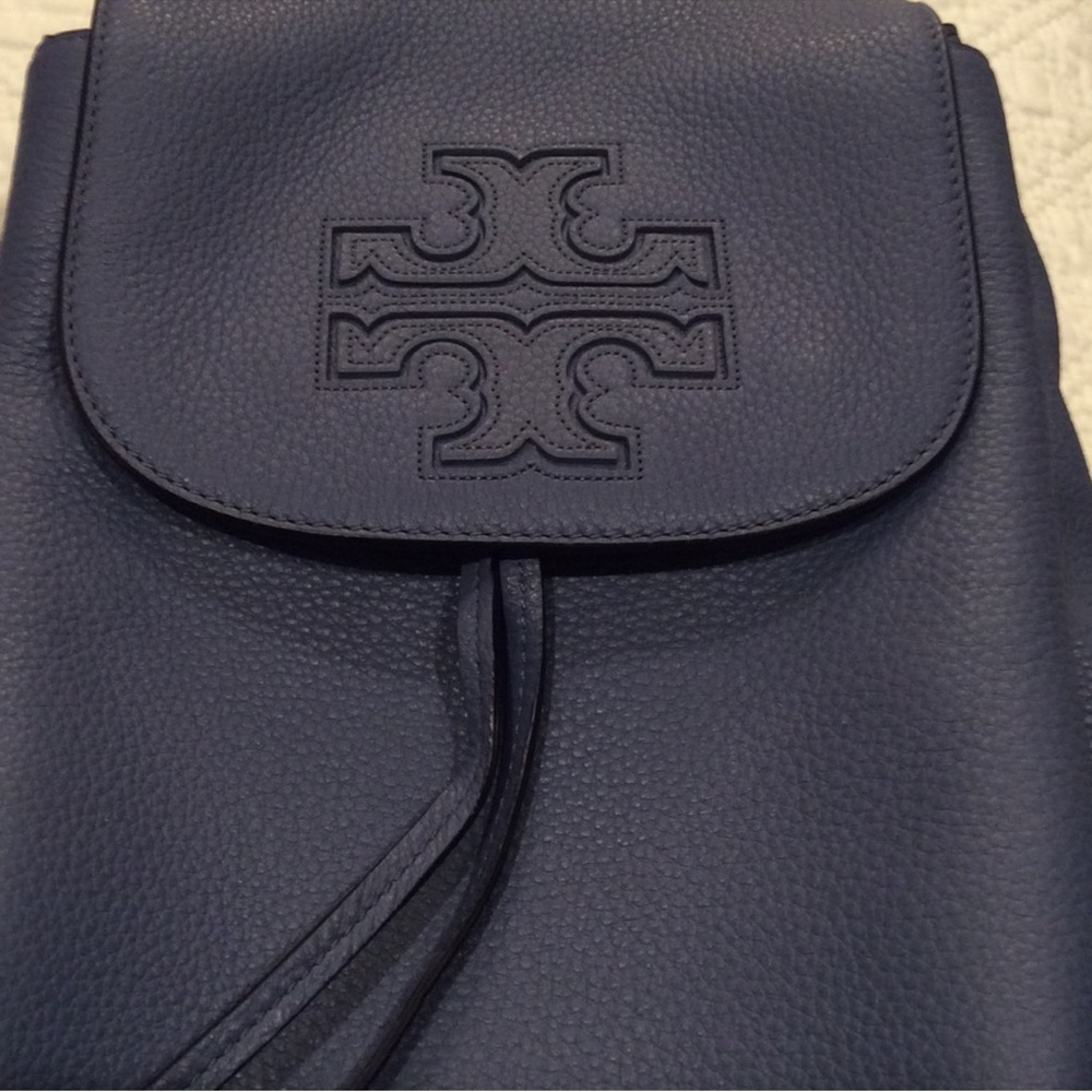 Authentic Tory Burch Midnight Blue Leather Backpack